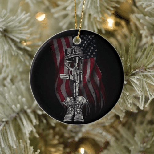 Veteran Ornament, Gift For Veteran, American Flag Circle Ornament (2 sided) - Spreadstores