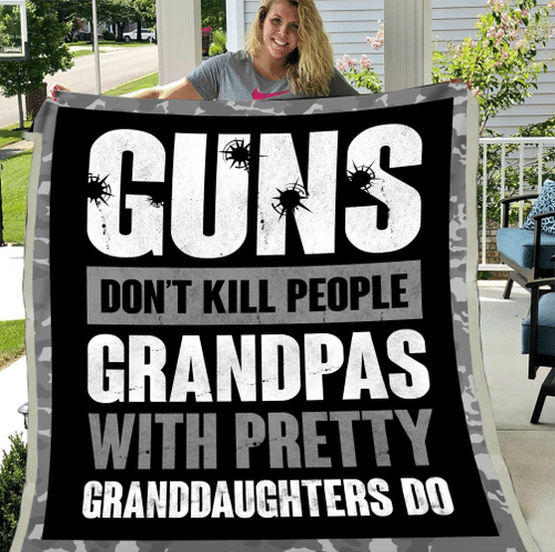 Veteran Blanket, Gifts For Dad, Guns Don't Kill People Grandpas Will Pretty Sherpa Blanket - Spreadstores