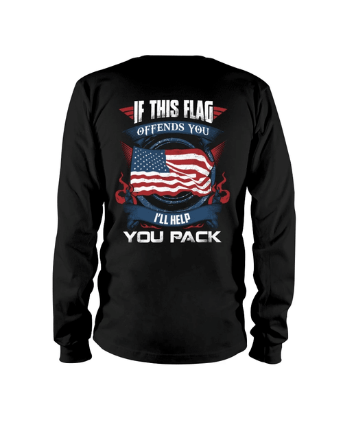 Veteran Long Sleeve Shirt, Father's Day Gift, If This Flag Offends You I'll Help You Pack American Flag Long Sleeve - Spreadstores
