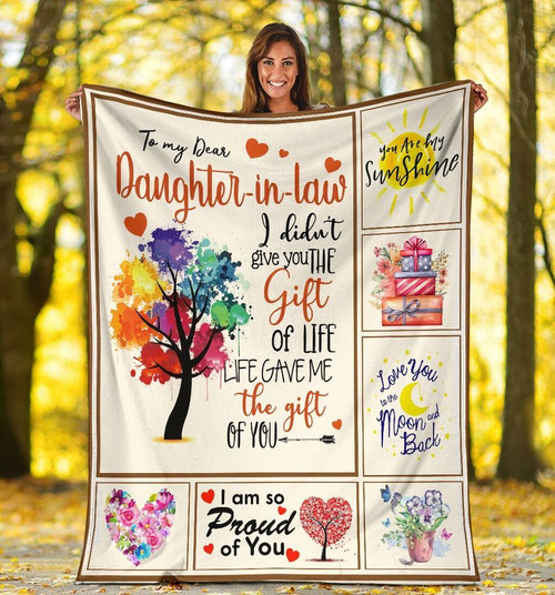 To My Dear Daughter-In-Law I Didn't Give You The Gift Of Life Colorful Tree Fleece Blanket - Spreadstores