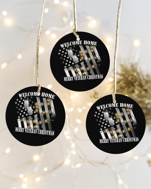 Veteran Ornament, Welcome Home Merry Veteran Christmas Circle Ornament (2 Sided), Christmas Decor Gift - Spreadstores