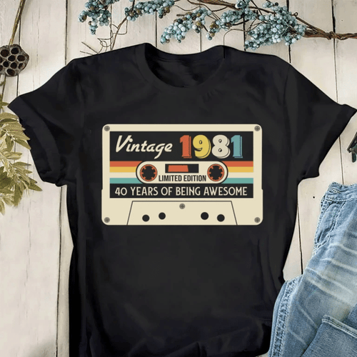Vintage 1981 Shirt, 40th Years Of Being Awesome, Birthday Gifts Idea, Gift For Her For Him Unisex T-Shirt KM0804 - Spreadstores