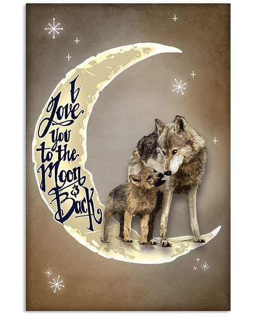 Wolf Wall Art I Love You To The Moon And Back Wolfs Matte Canvas - Spreadstores