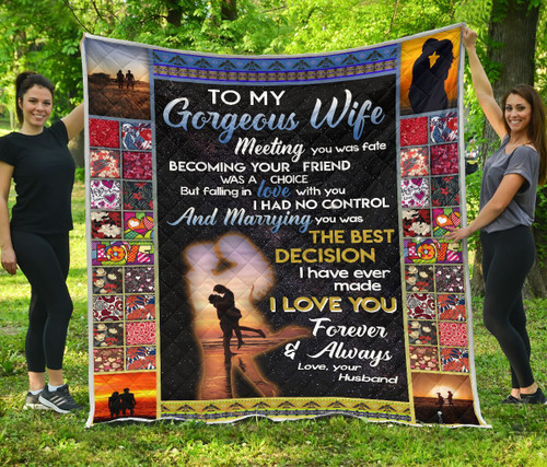 Wife Blanket, Gifts For Wife, Gifts For Her, To My Gorgeous Wife, Meeting You Was Fate Quilt Blanket - Spreadstores
