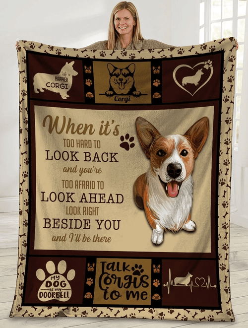 When It's Too Hard To Look Back Corgi Dog Sherpa Blanket - Spreadstores