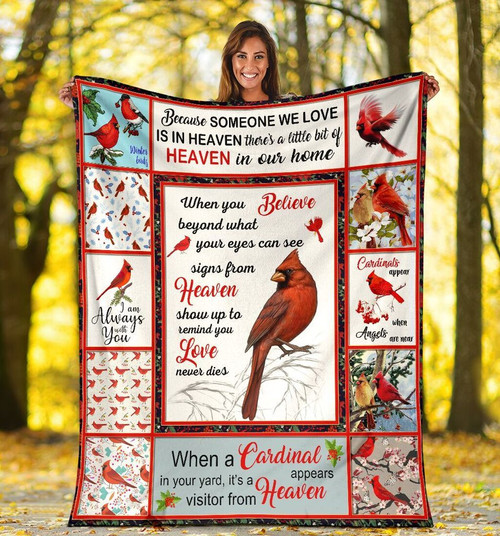 When You Believe Beyond What Your Eyes Can See Red Cardinal Sherpa Blanket - Spreadstores
