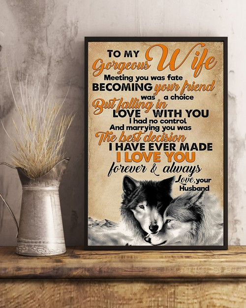 Wife Canvas, Gift For Valentine's Day, To My Gorgeous Wife Meeting You Was Fate Wolf Canvas, Gift For Wife - Spreadstores