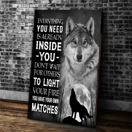Wolf Canvas, Gifts For Wolf Lover, Everything You Need Is Already Inside You Canvas - Spreadstores