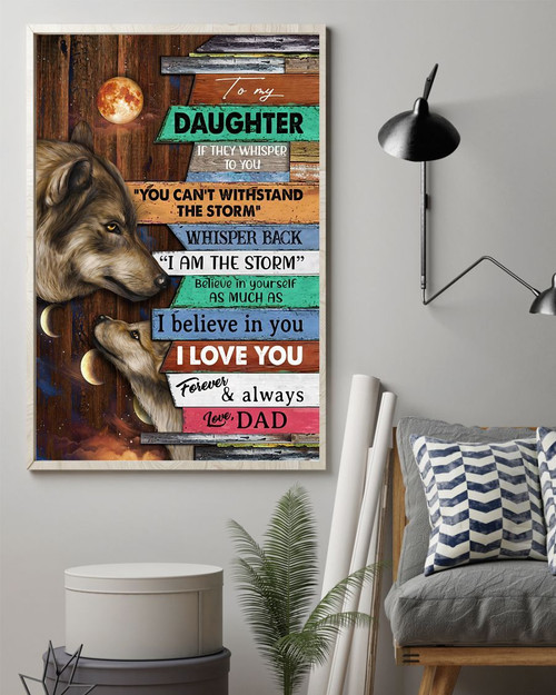 Wolf Daughter Canvas, Canvas For Daughter, To My Daughter If They Whisper To You Wolf And Moon Canvas, Gift For Daughter - Spreadstores