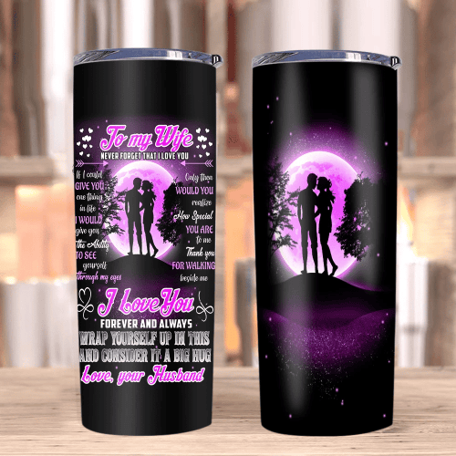 Wife Tumbler, Gift For Wife, Valentine's Gift Ideas, To My Wife Never Forget I Love You Purple Moon Skinny Tumbler - Spreadstores