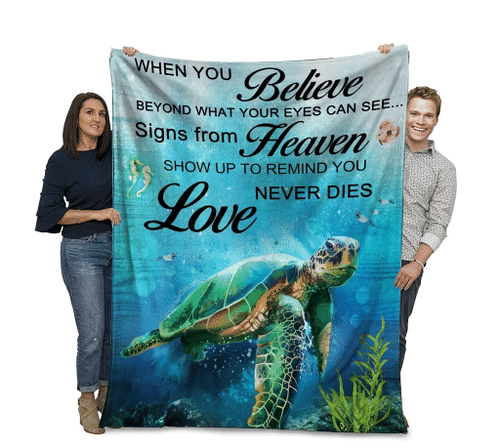 When You Believe Beyond What Your Eyes Can See Turtle Fleece Blanket - Spreadstores