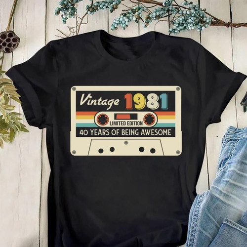 Vintage 1981 Shirt, 40th Years Of Being Awesome, Birthday Gifts Idea, Gift For Her For Him Unisex T-Shirt - Spreadstores