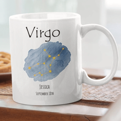 Zodiac Mug, Personalized Virgo Mug, Custom Name Mug, Virgo Astrology Sign, Birthday Gift Ideas Mug - Spreadstores