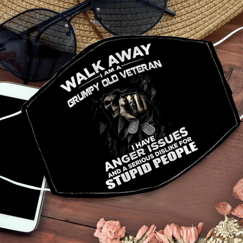Walk Away I Am A Grumpy Old Veteran Face Cover - Spreadstores