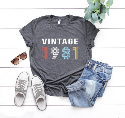 Vintage 1981, Birthday Shirt, Birthday Gifts Idea, Gift For Her For Him Unisex T-Shirt KM0804 - Spreadstores