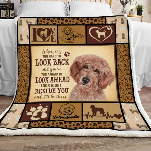 When It's Too Hard To Look Back And You're Too Afraid Labradoodle Sherpa Blanket - Spreadstores