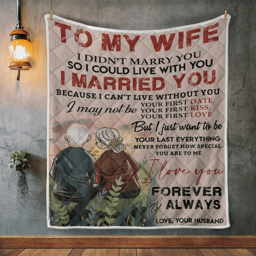 Wife Blanket, Gifts For Her, To My Wife, I Didn't Marry You So I Could Live With You Quilt Blanket - Spreadstores