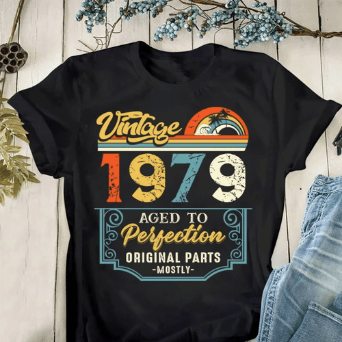 Vintage 1979 Aged To Perfection Original Parts Shirt, Birthday Gifts Idea, Gift For Her For Him Unisex T-Shirt KM0704 - Spreadstores