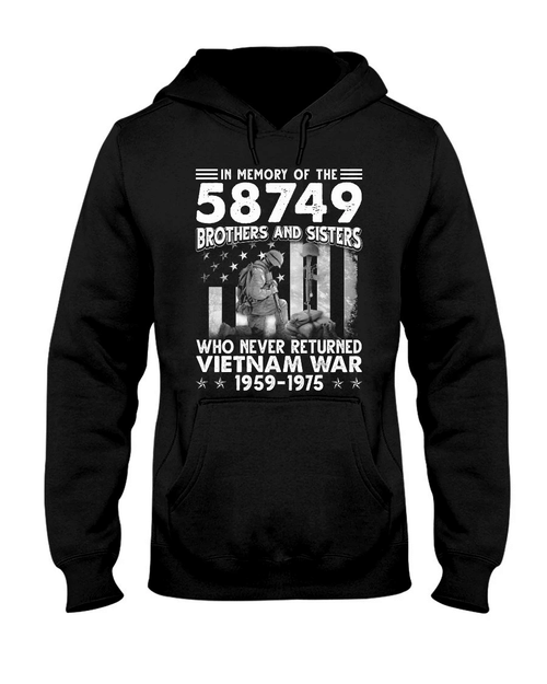 Vietnam Veteran In Memory Of The 58,479 Brothers And Sisters Who Never Returned Vietnam War 1959-1975 Hooded Sweatshirt - Spreadstores