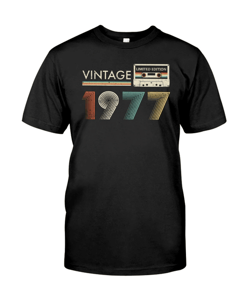 Vintage 1977 Shirt, 1977 Birthday Shirt, Birthday Gift Idea, Limited Cassette Unisex T-Shirt KM0405 - Spreadstores