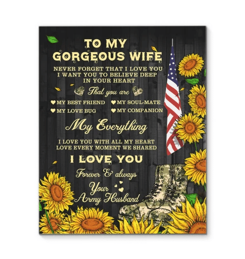 Veteran To My Gorgeous Wife Canvas Never Forget That I Love You Sunflowers Matte Canvas - Spreadstores