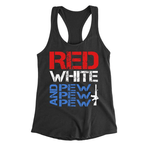 Veteran Tank, Shirts With Sayings, Red White And Pew Women's Tank KM0907 - Spreadstores