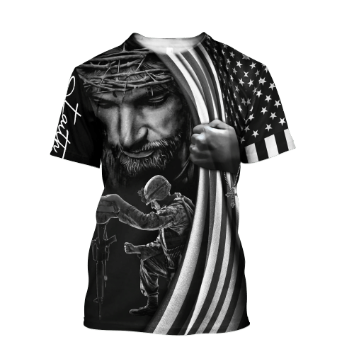 Veteran Shirt, U.S Veteran, Jesus Christ, One Nation Under God, All Over Printed Shirts - Spreadstores