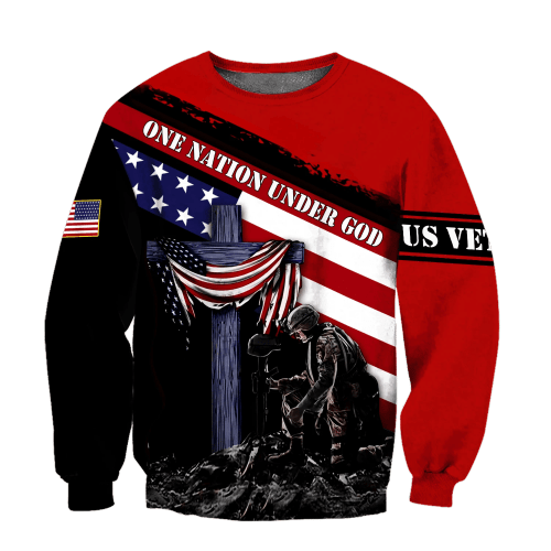 Veteran Sweatshirt, One Nation Under God US Veteran 3D All Over Printed Sweatshirts - Spreadstores