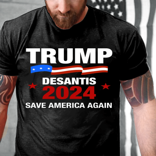 Veteran Shirt, Trump Shirt, Trump Desantis 2024 Save America Again T-Shirt KM0408 - Spreadstores