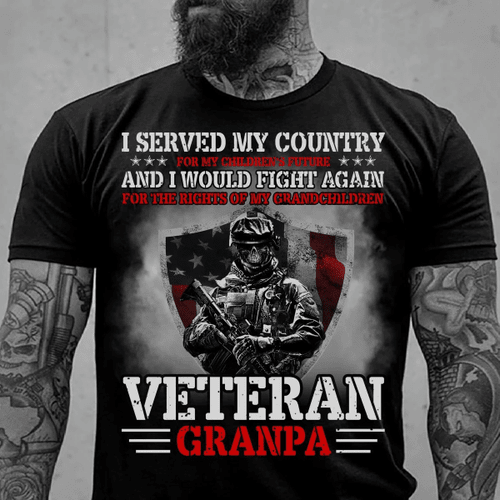 Veteran Shirt, I Served My Country For My Children's Future, Skull Veteran Grandpa T-Shirt CV1009 - Spreadstores