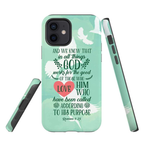 Romans 8:28 In all things God works for the good Bible verse Christian phone case, Jesus Phone case, Bible Phone case