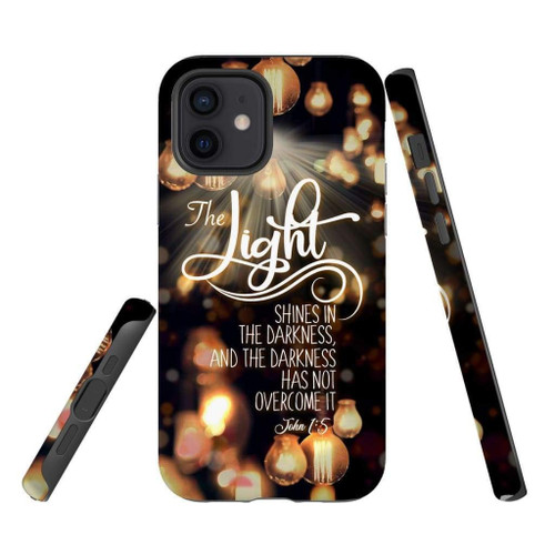 The light shines in the darkness John 1:5 Bible verse Christian phone case, Jesus Phone case, Bible Phone case