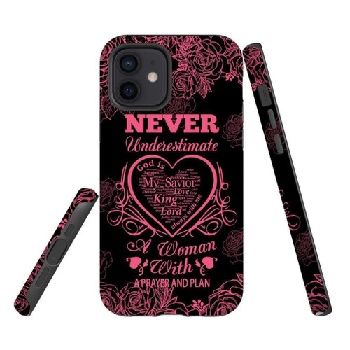 Never underestimate a woman with a prayer and a plan Christian phone case, Jesus Phone case, Bible Phone case