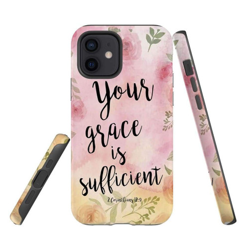 Your grace is sufficient 2 Corinthians 12:9 Bible verse Christian phone case, Jesus Phone case, Bible Phone case