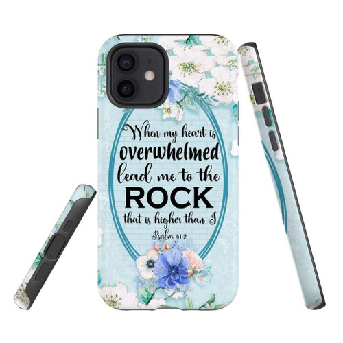 When my heart is overwhelmed Psalm 61:2 Bible verse Christian phone case, Jesus Phone case, Bible Phone case