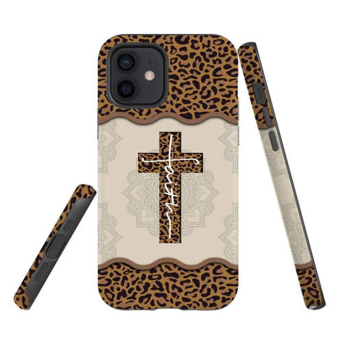 Faith cross leopard Christian Christian phone case, Jesus Phone case, Bible Phone case - tough case