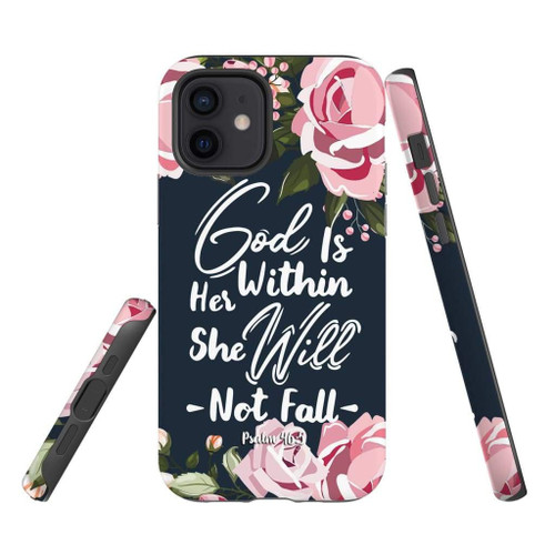 God is within her she will not fall Psalm 46:5 bible verse Christian phone case, Jesus Phone case, Bible Phone case