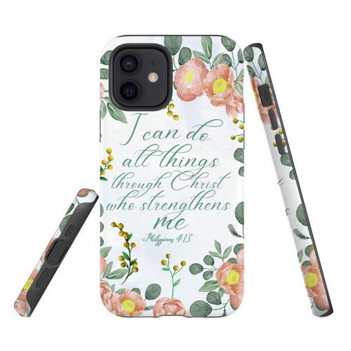 I can do all things through Christ Philippians 4:13 floral Christian phone case, Jesus Phone case, Bible Phone case