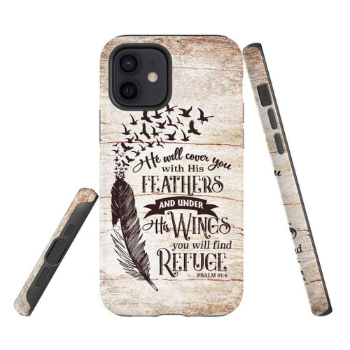 He will cover you with his feathers Psalm 91:4 Bible verse Christian phone case, Jesus Phone case, Bible Phone case