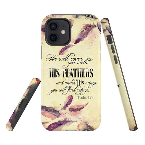 He will cover you with his feathers Psalm 91:4 Bible verse Christian phone case, Jesus Phone case, Bible Phone case
