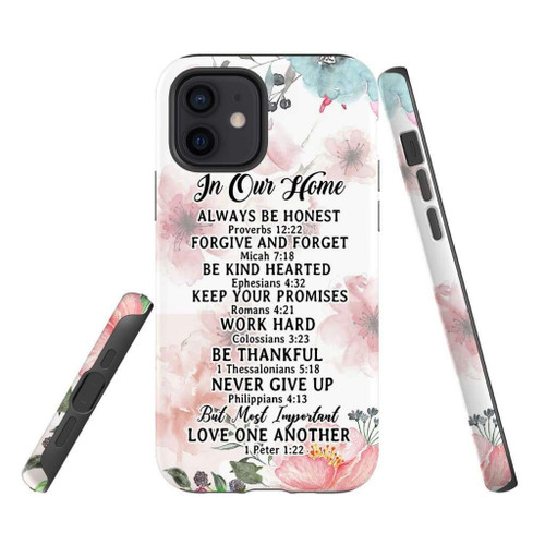 In our home family rules Bible verse Christian phone case, Jesus Phone case, Bible Phone case