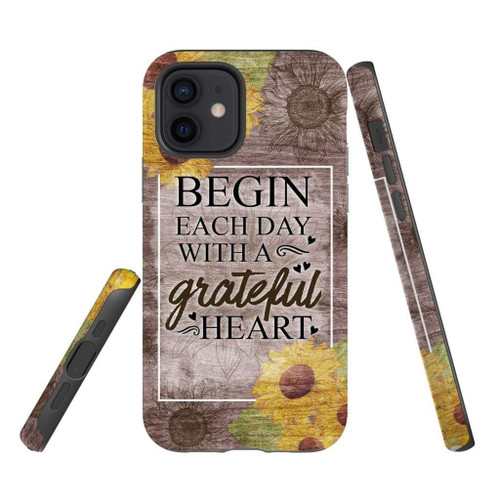 Begin each day with a grateful heart Christian Christian phone case, Jesus Phone case, Bible Phone case