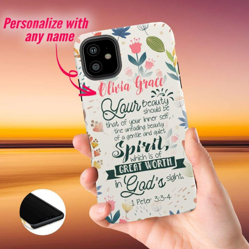 Custom name iChristian phone case, Jesus Phone case, Bible Phone case: Your beauty should be that of your inner self