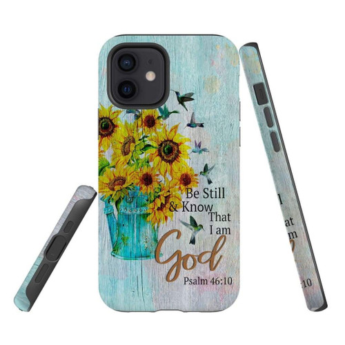Be still and know that I am God, hummingbird sunflower Christian phone case, Jesus Phone case, Bible Phone case
