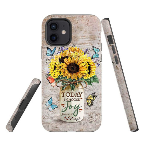 Today I Choose Joy James 1:2 Sunflowers With Butterfly Christian Christian phone case, Jesus Phone case, Bible Phone case