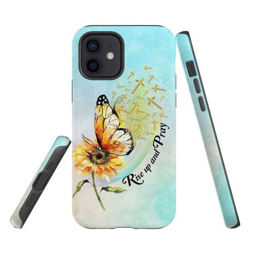 Rise up and pray butterfly sunflower Christian Christian phone case, Faith phone case, Jesus Phone case, Bible Phone case - tough case