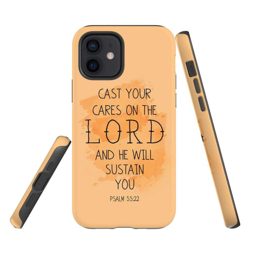 Cast your cares on the Lord Psalm 55:22 Bible verse Christian phone case, Faith phone case, Jesus Phone case, Bible Phone case