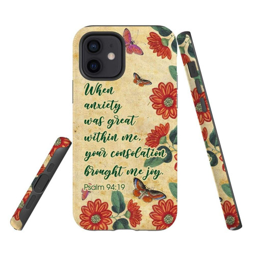 When anxiety was great within me Psalm 94:19 Bible verse Christian phone case, Faith phone case, Jesus Phone case, Bible Phone case