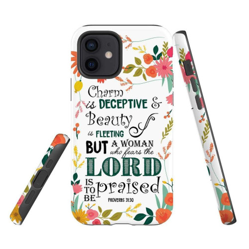 Charm is deceptive and beauty is fleeting Proverbs 31:30 Bible verse Christian phone case, Faith phone case, Jesus Phone case, Bible Phone case