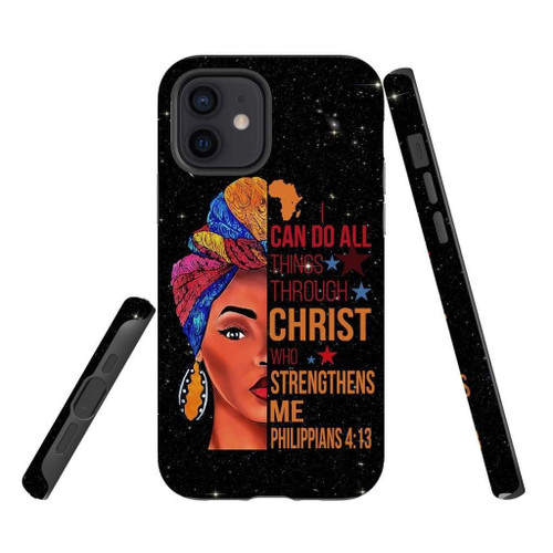 African American I can do all things through Christ Christian phone case, Faith phone case, Jesus Phone case, Bible Phone case